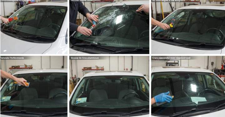 tapes du remplacement d'un pare brise